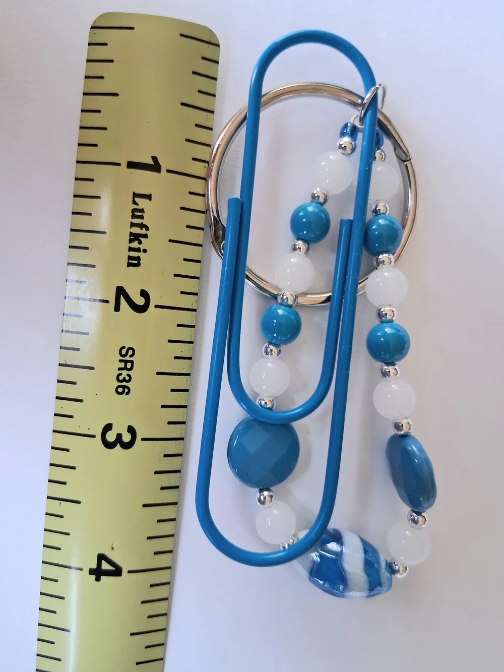 Fun School Paperclip Blue & White Purse Charm or Keychain